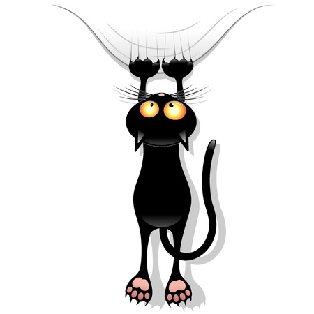 chat cartoon Cartoon drôle de chat gratter rideau